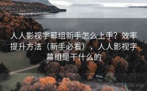 人人影视字幕组新手怎么上手？效率提升方法（新手必看），人人影视字幕组是干什么的